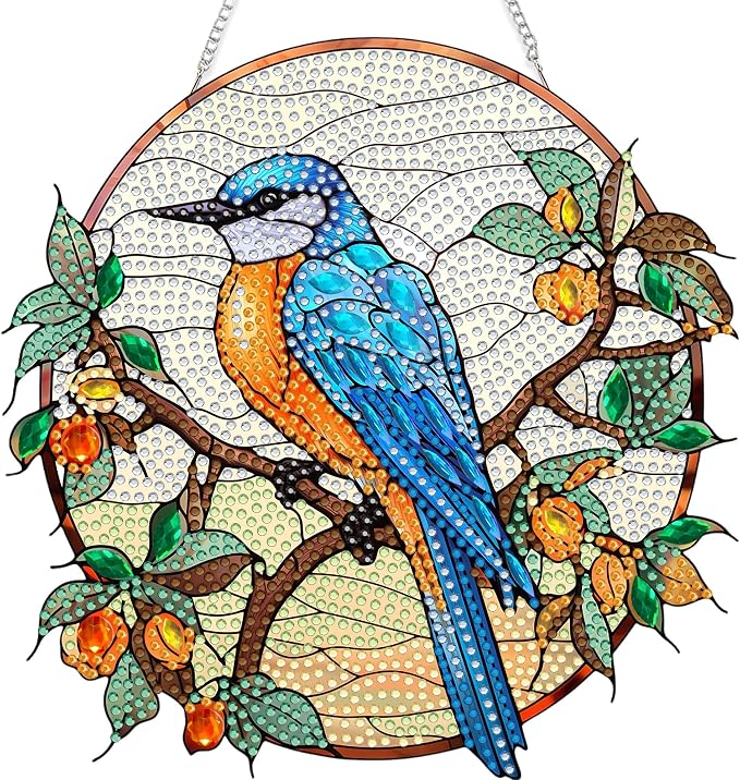 SKRYUIE Bird Hanging Pearl Diamond Art Kits for Adults Suncatcher A52 | Special Shaped Crystal DIY Hanging Diamond Painting Kit, Gift for Mother Spring Summer Window Wreath Decor 7.91 x 7.76 Inch
