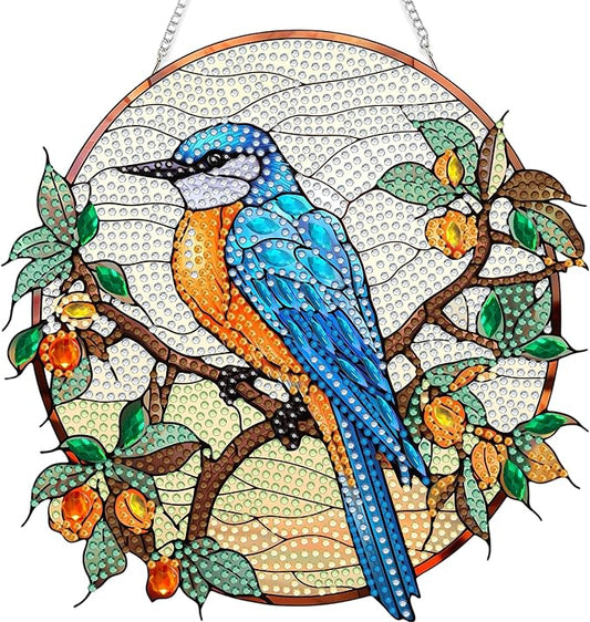 SKRYUIE Bird Hanging Pearl Diamond Art Kits for Adults Suncatcher A52 | Special Shaped Crystal DIY Hanging Diamond Painting Kit, Gift for Mother Spring Summer Window Wreath Decor 7.91 x 7.76 Inch