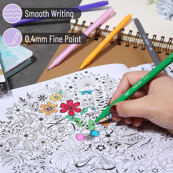 Mr. Pen- Colored Fineliner Pens, 36 Pack, 0.4mm Fine Tip | Ergonomic Triangular Barrels, Smooth Writing Pens for Journaling, Note-Taking, Coloring, Sketching, Planning & Art Projects