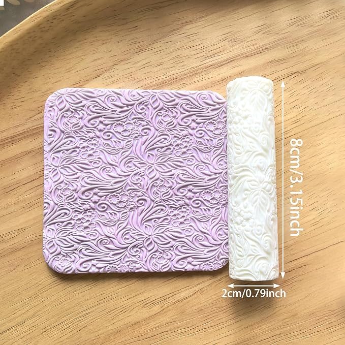 Polymer Clay Texture Roller Work with Polymer Clay Cutters for DIY Earrings Jewelry Making Craft Supplies (French Flower Pattern)