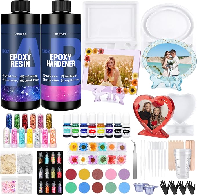 KISREL 26oz Epoxy Resin Kit for Beginners, Resin Kit with Photo Frame Molds | 26oz Epoxy Resin with Photo Frame Molds, Gift for Couples, Family, Friends, Birthday, Graduation, Wedding