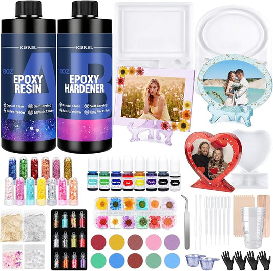 KISREL 26oz Epoxy Resin Kit for Beginners, Resin Kit with Photo Frame Molds | 26oz Epoxy Resin with Photo Frame Molds, Gift for Couples, Family, Friends, Birthday, Graduation, Wedding
