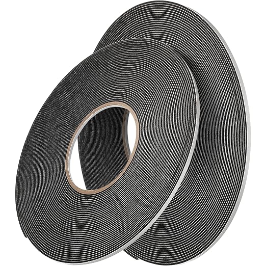 Tatuo 2 Rolls Double Sided Foam Tape for Mounting,1/8 Inch by 50 Feet,Black