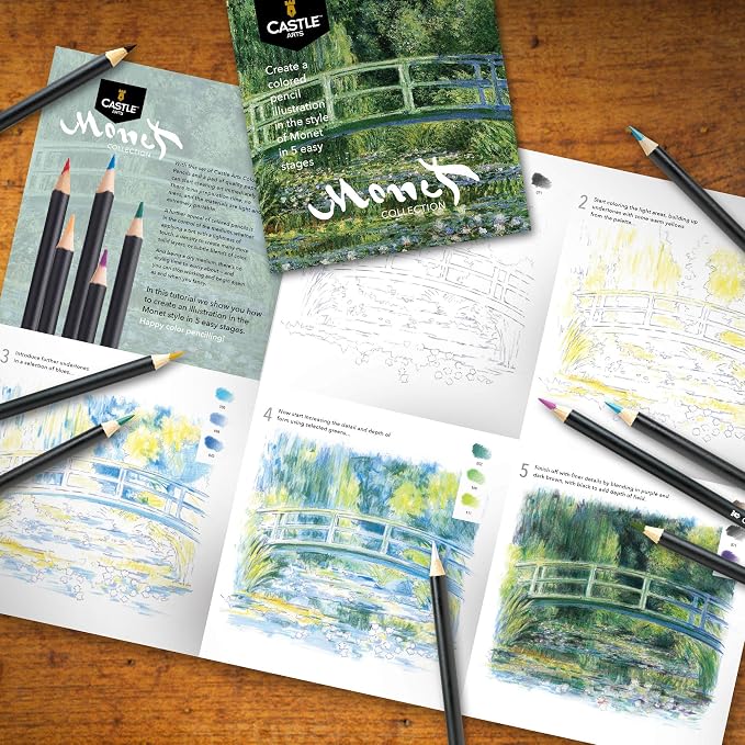 Castle Art Supplies 24 Colored Pencil Set - Monet-inspired Art Palette