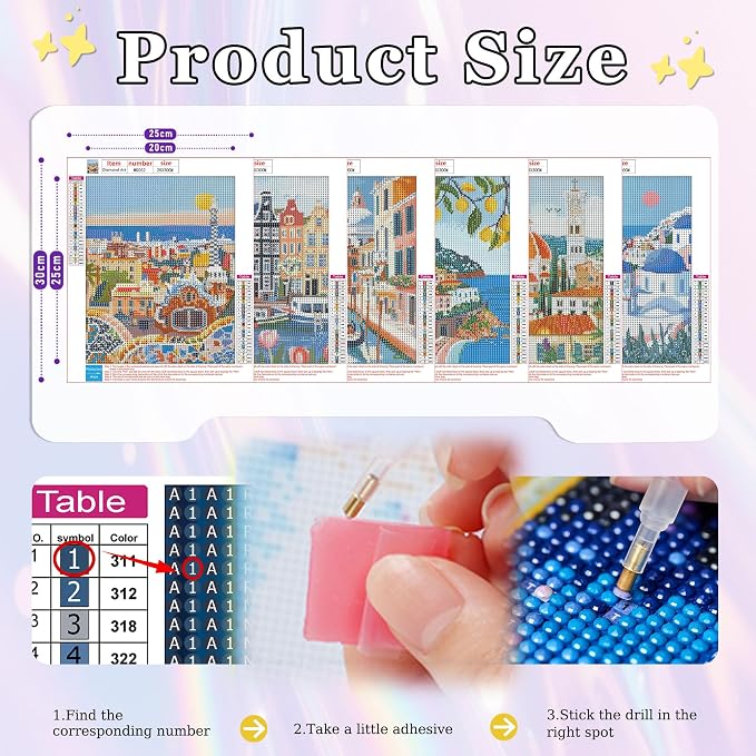 6 Pack Famous Buildings Diamond Painting for Adults,5D Diamond Art Painting for Adults Beginners,Scenic Spots DIY Full Drill Round diamonds Gem painting Crafts for Home Wall Decor and Gifts 10x12in