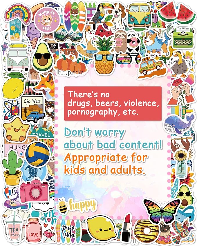 400 Pcs Stickers for Kids, Cute Vinyl Waterproof Stickers for Water Bottle | Treasure Box Toys for Classroom Prizes, Teacher Back to School Supplies Gifts, Sticker Pack for Girls Teens, Party Favors
