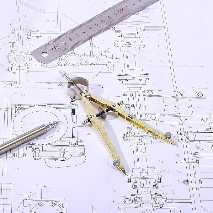 Mr. Pen- Professional Compass for Geometry, Extra Lead | Metal Compass Drawing Tool for Students, Drafting and Engineering, Technical Drawings, Circles and Geometry Projects