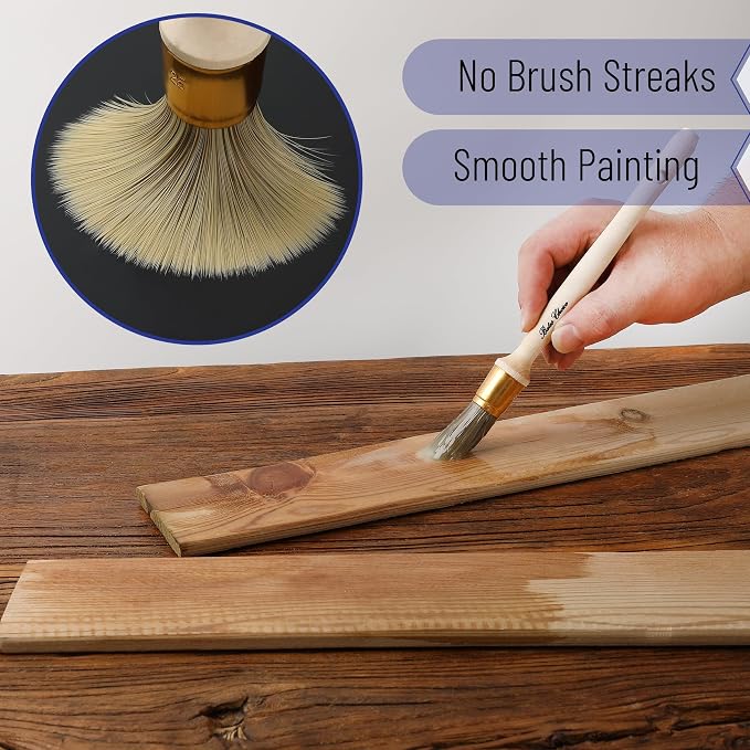 Bates- Trim Brush Set, 0.6”, 0.75” & 1”, Wooden Handle, Round Paint Brush