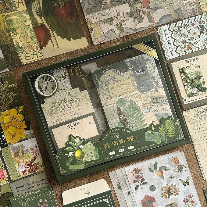 Scrapbooking Supplies Kit, A6 Grid Notebook, Vintage Junk Journaling Kit