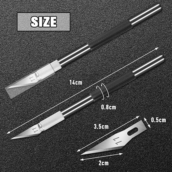 DIYSELF 2 Pack Exacto Knife Set, Aluminum Craft Knife with 20#11 Blades | Secure-Grip Hobby Knife for Paper Art and Leather, Quick-Change Exacto Knives for Models, Stencils, Engraving and DIY Crafts