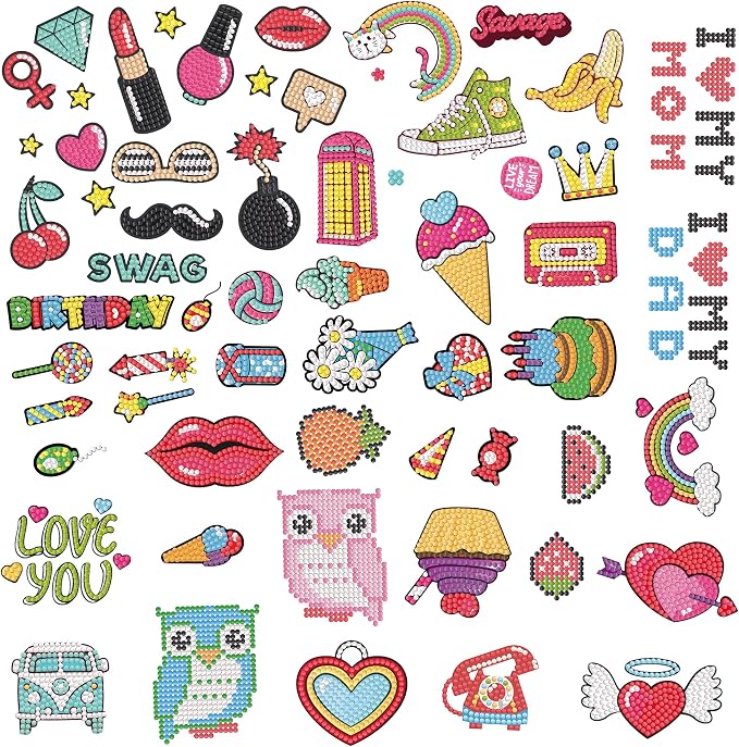 Labeol Diamond Art Kits for Kids Boys and Girls Ages 6-8-10-12 Easy to DIY Creative Diamond Art Sticker Craft by Numbers Kits for Kids and Adult Beginners (Party)
