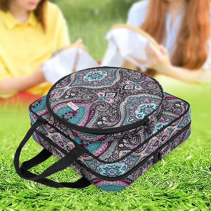 LoDrid Embroidery Project Bag, Square Supplies Storage Tote, Totem
