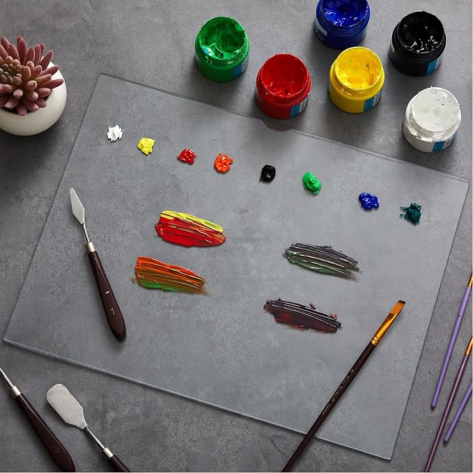 Nuanchu 1 Pcs Tempered Glass Palette for Oil Painting, 12 X 16 Inches Clear
