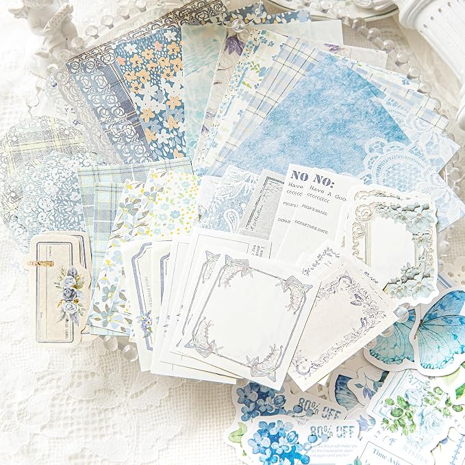 Doraking 100pcs Vintage Floral Scrapbook Paper Journaling Stickers Assorted Set, Material Paper Memo Junk Journal Supplies for Bullet Journaling Retro Crafts Planner Collage Card Album
