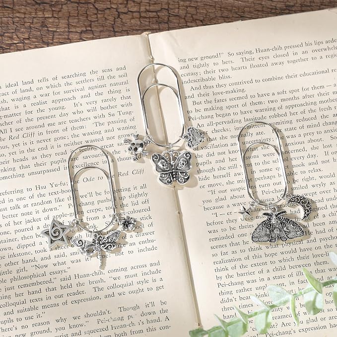 Paperclip Metal Planner Bookmark - 3 PCs Gothic Moth Gifts
