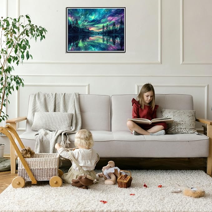 Hutarosl Paint by Numbers for Adults-Aurora Paint by Number Canvas for Adults,Starry Sky Paint by Number Adult,Aurora DIY Oil Painting Kits for Gifts Home Decor 16x20in