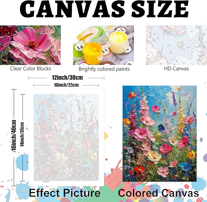 Hutarosl Wild Flowers Paint by Numbers Kits for Adults 16x20in | Flowers Paint by Number Adult,Flower Canvas Paint by Numbers for Adults,DIY Oil Painting Kits for Gifts Home Decor