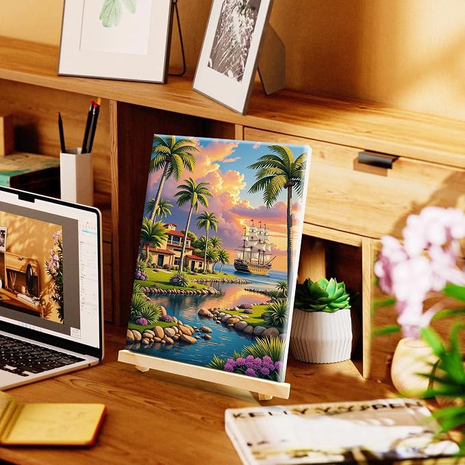 SmartEZ Landscape Paint by Numbers Kit for Adults with Frame, 8x12 Inch | Adult Paint by Number Kits with Frame for Gift, Home Wall Decor, 7.87x11.81 Inch