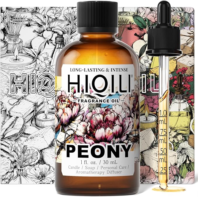 HIQILI Peony Fragrance Oil for Diffuser, Candle & Soap Making - 1 Fl Oz