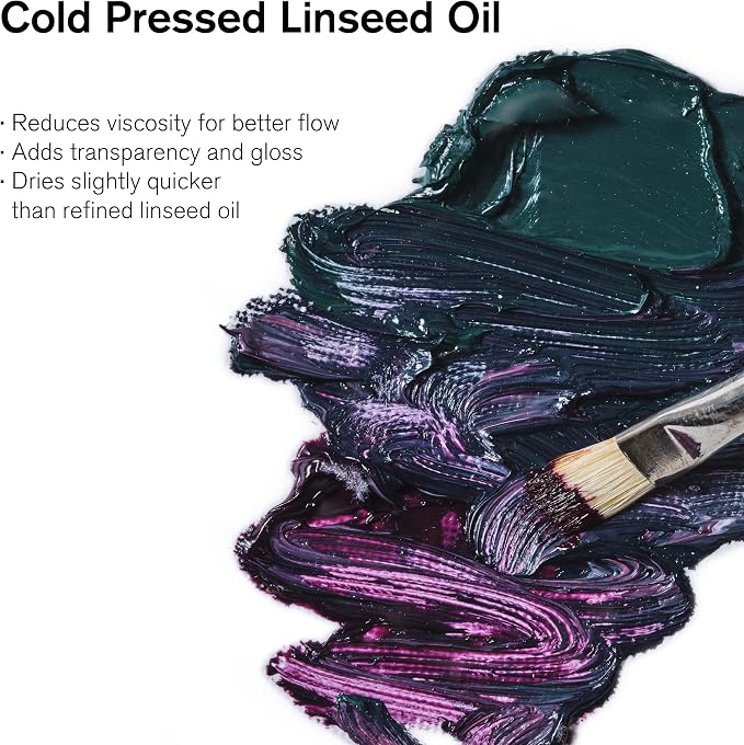 Winsor & Newton Cold Pressed Linseed Oil, 250ml (8.4-oz) Bottle | Makes Oil Colour "Fatter" & Dries Slightly Quicker, Decreases Consistency, Increases Flow & Transparency