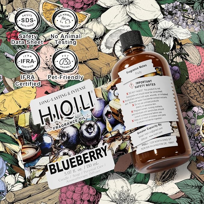 HIQILI Blueberry Fragranc Oil for Soap & Candle Making Supplies - 5.07Fl Oz