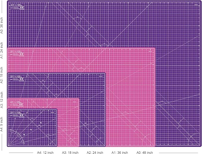 Elan Cutting Mat A4 Pink & Purple, Self Healing Cutting Mat 9x12 Inch, 5-Ply Craft Board Pink, Hobby Board for Crafts 9x12 Inch