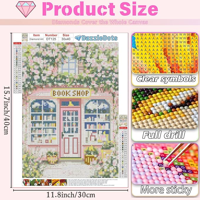 DAZZLEDOTS Diamond Art Kits for Adults, Book Shop Diamond Painting