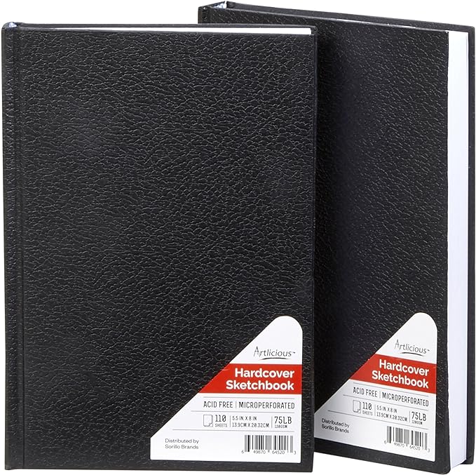 Artlicious Hardcover Sketchbook 5.5x8 Spiral Bound - Thick Paper | 110 Pages, Spiral Bound, Mixed Media, Art Class, Drawing Journal, 120 GSM Acid-Free Paper