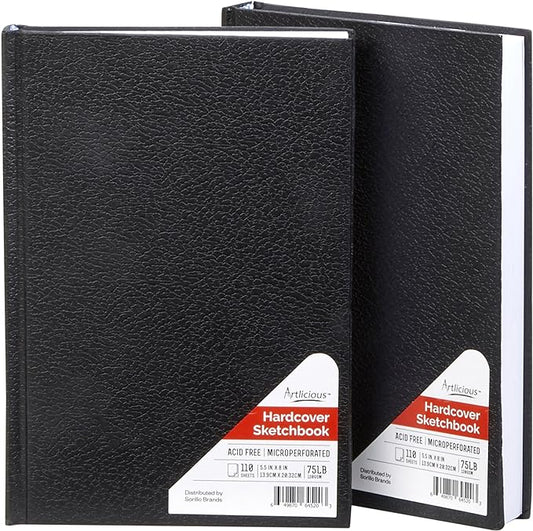 Artlicious Hardcover Sketchbook 5.5x8 Spiral Bound - Thick Paper | 110 Pages, Spiral Bound, Mixed Media, Art Class, Drawing Journal, 120 GSM Acid-Free Paper