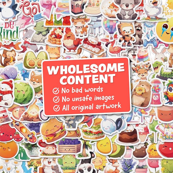Cute Stickers for Kids Classroom Decor - 108pc Kawaii Water Bottle Stickers for Teens - Waterproof Vinyl Teacher Reward Stickers for Water Bottles - Back to School Supplies - Classroom Must Haves