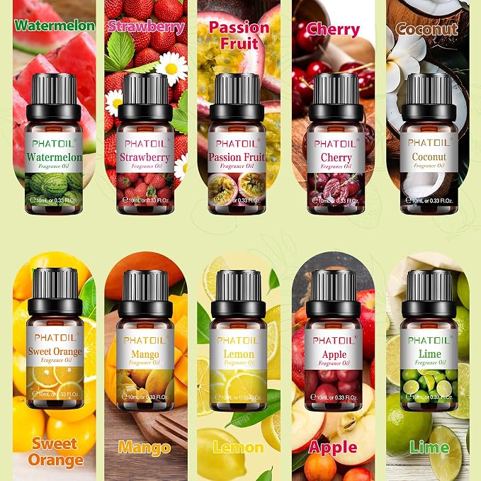 PHATOIL Fragrance Oil Set 10 Oils for Home Diffuser, Aromatherapy 0.34fl.oz
