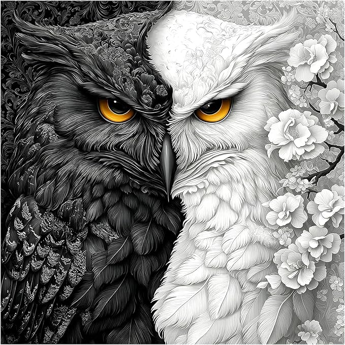 Diamond Painting Kits for Adults, Owl Diamond Art Kits for Adults, DIY 5D Diamond Painting Kits for Beginners Home Wall Decor 14x14 inch