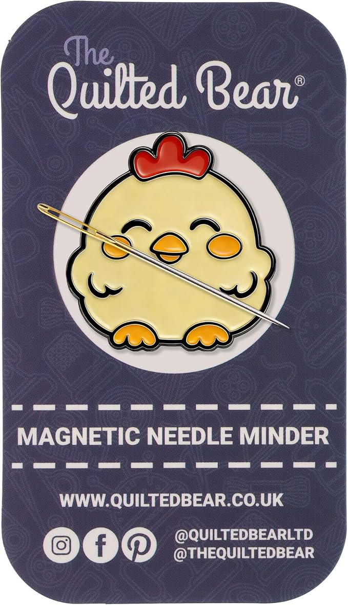 The Quilted Bear Magnetic Needle Minder, Chick | Enamel Needle Keeper for Embroidery & Cross Stitch, Secure Holder for Sewing Needles & Pins, Strong Magnet, Sewing Accessory