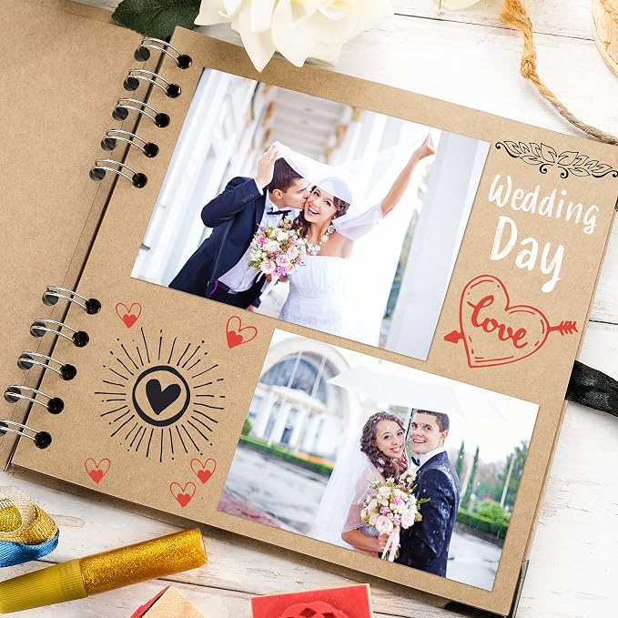 Scrapbook Album, 36 Pages, 7 x 7 Inch, Brown Photo Album, Scrap Book | Hardcover with Thick 200 GSM Kraft Paper, Ideal for Your Scrapbooking Albums, Art & Craft Projects (Brown, 7 x 7 Inch)