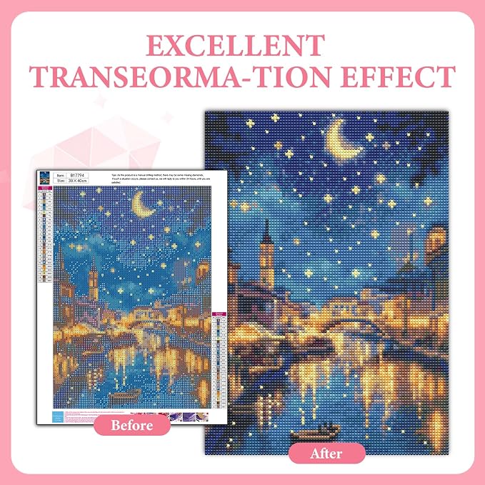 GEEHEIY Diamond Art Kits for Adults, 5D Starry Night Diamond Painting Kit