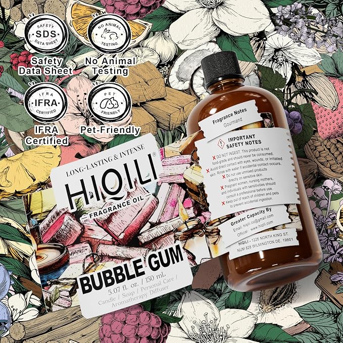 HIQILI Bubble Gum Fragrance Oil for Soap Making & Home Diffsuer - 5.07FL Oz
