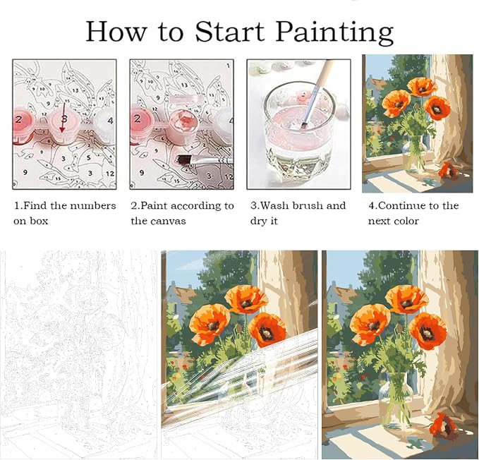 ZRIZQ Paint by Numbers Kit for Adults Beginner,Flowers,16x20