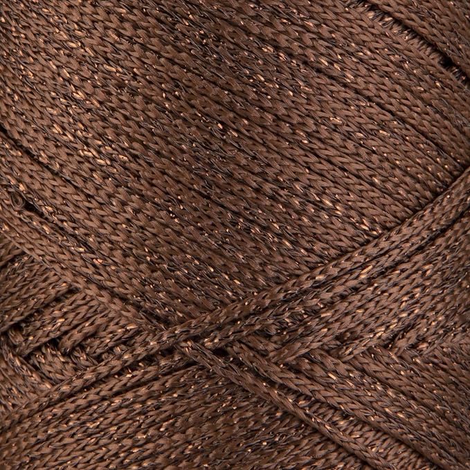 2 Pack of Sensy Premium 2mm 251 Yards Sparkle Polyester Rope 90% Polypropylene 10% Polyester Cord Macrame Cord 2mm Crochet Bag Cord Macrame Rope Crochet Thread Gift for Knitter (Copper Sparkle)