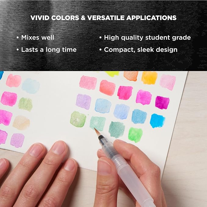 SAKURA XCNW-12H XNCW-12H, 12 Assorted Watercolors Field Sketch Set with Brush | Watercolor Sets for Painting On the Go, Includes Water Brush, Sponge, and Mixing Palette, Portable Travel Art Kit