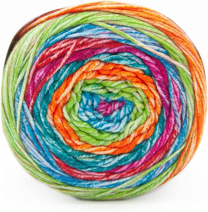 Lion Brand Yarn, Mandala Ombré Yarn, Happy, Rainbow Multicolor, 3 Pack | Variegated Yarn for Crochet, Knit, Crafts, Soft, Acrylic Fiber for Blankets, Worsted Weight Sweaters, Colorful Shawls