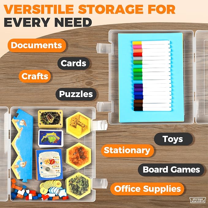 2-Pack Art and Craft Organizers and Storage Case – Thick Tall Transparent Stackable Plastic Craft Storage Containers, Project Organizer Paper Box Fits 8.5 x 11 Inch Papers & More, 12.4 x 10.8 x 3.1 In