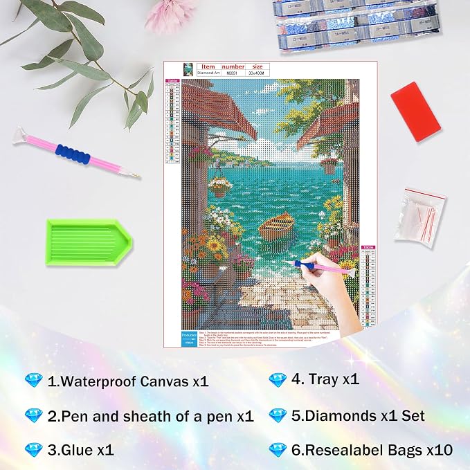 Amaieuin Diamond Art Kits for Adult Bginners,Landscape 12x16inch