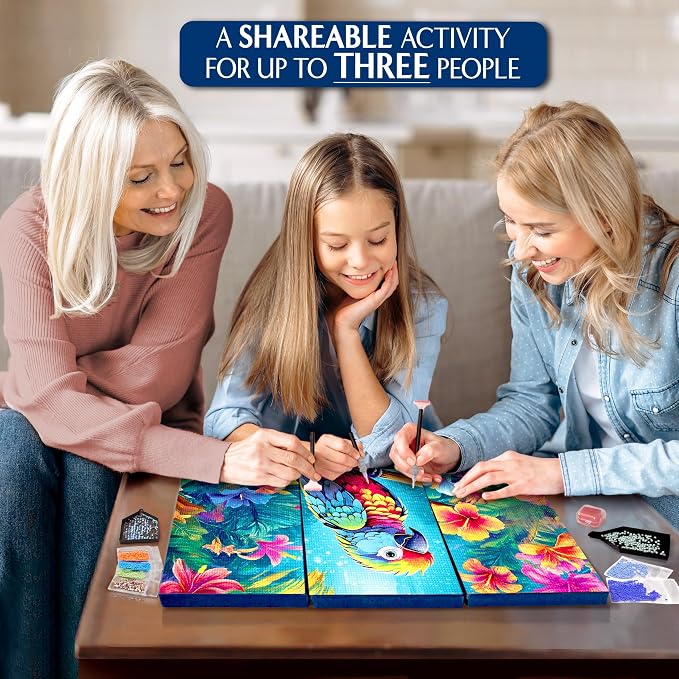 ArtSkills Diamond Painting Kit Framed Canvas Diamond Art - Parrots