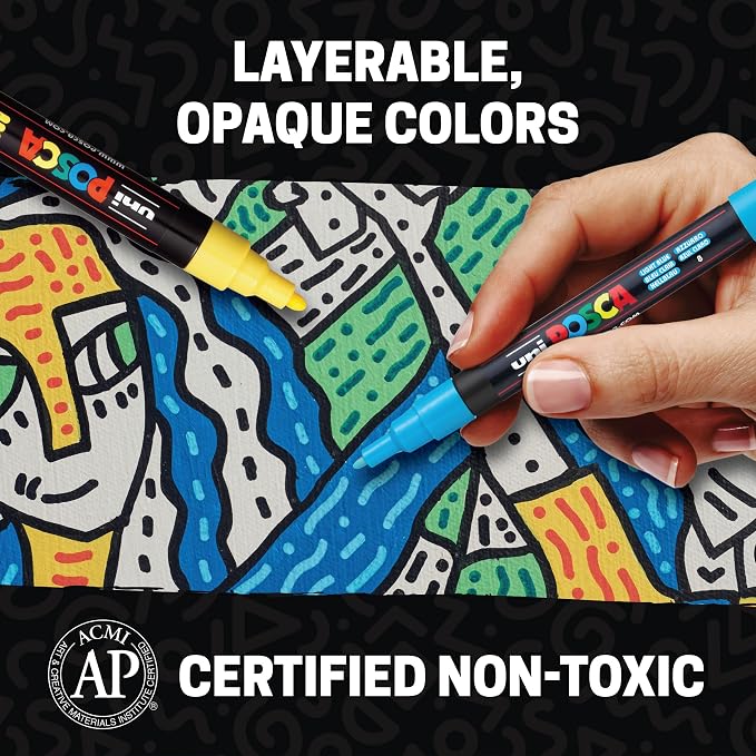 POSCA® PC-5M Paint Markers, Medium (1.8-2.5mm), Assorted, 48 Pack & Caddy