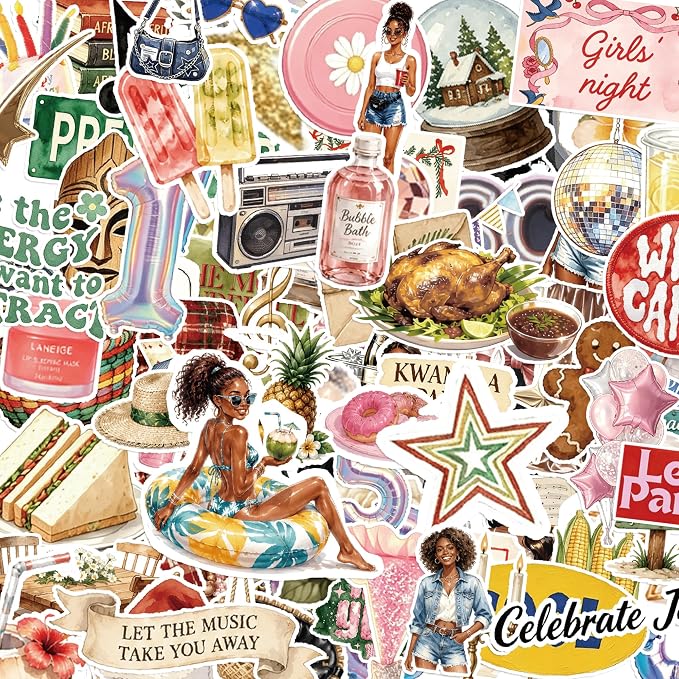 250+ Black Girl Vinyl Decal Stickers Book for Planners, Laptop, Journals