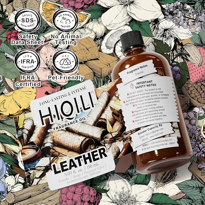 HIQILI Leather Fragrance Oil, Men's Scent for Car Air Freshener - 150ML