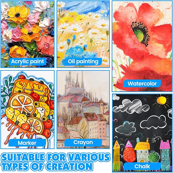 ESRICH Canvas for Painting, 2 Pack Square Canvas Boards for Painting 12x12 100% Cotton Primed Acid Free Blank Canvas Panels for Oil Paint, Watercolor, Acrylic Paint, Gouache and Tempera.