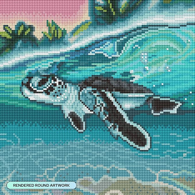 DIAMOND ART CLUB Tropical Sea Turtle Diamond Art Kits for Adults