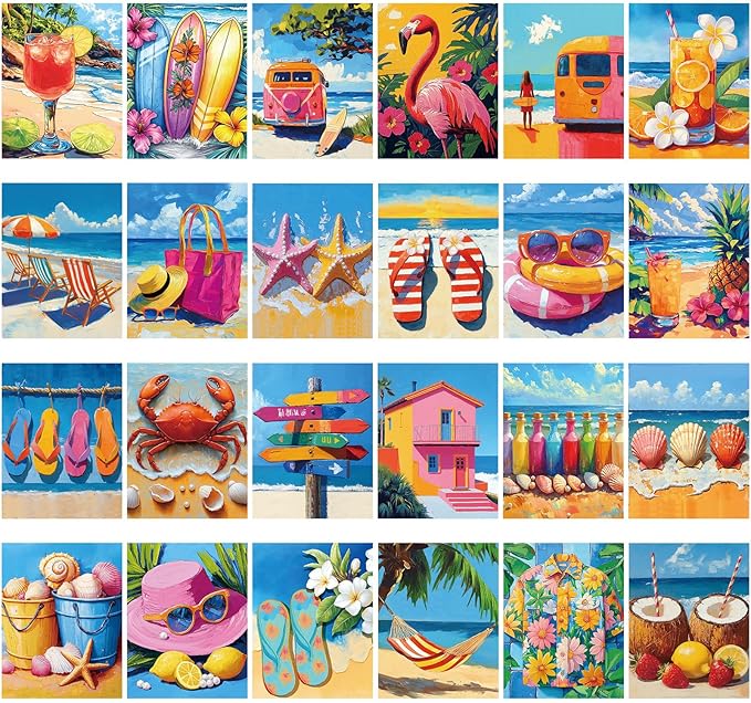 Sherr 24 Pcs Pre Drawn Canvas for Adult, Hawaii, 8 x 10 Inch