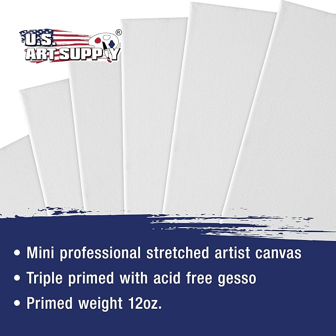 U.S. Art Supply 4"x4" Mini Square Canvases for Painting, Bulk Pack of 24